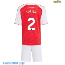 Camisa de time de futebol Arsenal William Saliba #2 Replicas 1º Equipamento Infantil 2025-26 Manga Curta (+ Calças curtas)